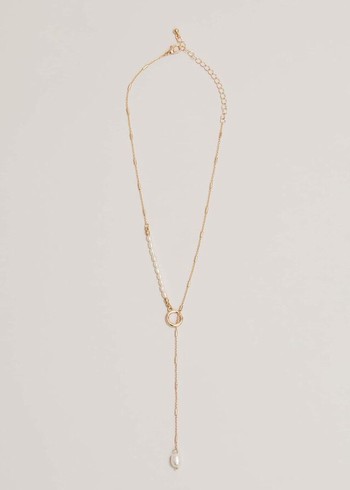 Phase Eight Short Pearl Larriat Jewellery Gold USA | 2784639-GL